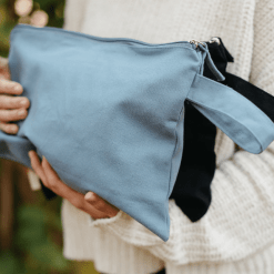 Pocket Stor med dragkedja, flyttbar - ekologisk GOTS bomull, Svart