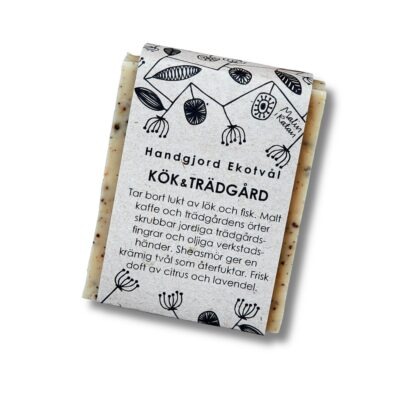 Ekotvål Kök & Trädgård från Malin i Ratan i pappersförpackning med handritat blommönster